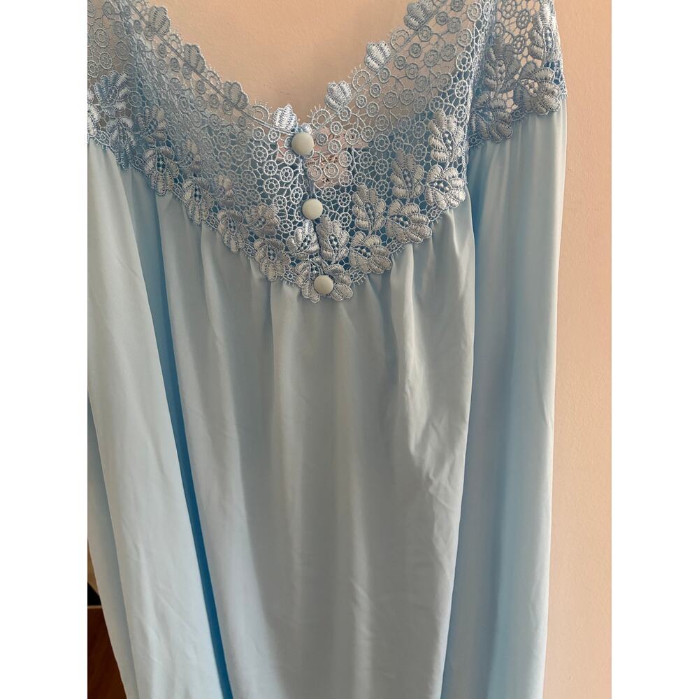 Shadowline Womens Nightgown Peignoir 2X Spaghetti Straps Lace Long Romantic - Picture 3 of 4